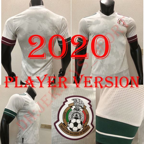 

player version 2020 mexico soccer jersey national new away white 19 20 black chicharito lozano guardado carlos vela raul football shirts, Black;yellow
