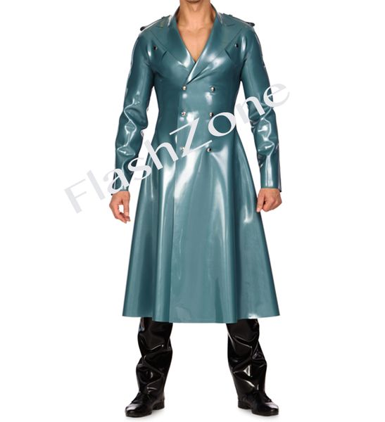 

new arrival men long fashion latex trench coat, Tan;black