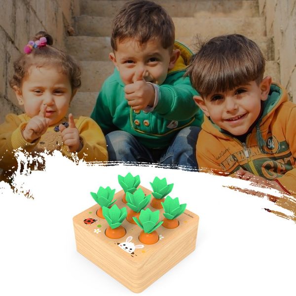 

kids montessori toys block set alpinia shape matching toys for children baby wooden size cognition carrot game early education