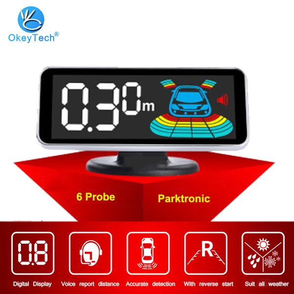 

okeytech parktronic parking 6 sensors car reverse backup led parking reverse sensor automobile reversing radar monitor detector