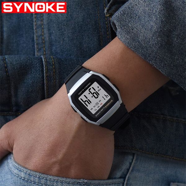 

synoke mens digital watches watch sports fitness watch mens fashion digital wristwatches waterproof watches man, Slivery;brown