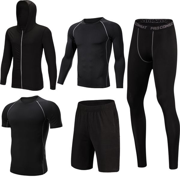 

workout running sets men sports suits yoga jogging basketball underwear sportswear gym tights running tracksuit training clothes, Black;blue