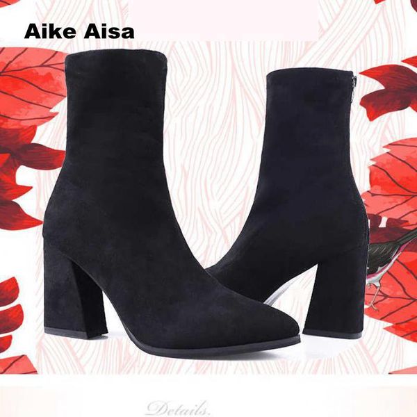 

plus size 33-41 tangnest women ankle sock boots new short boot party high heels casual platform shoes woman 2019 b66, Black