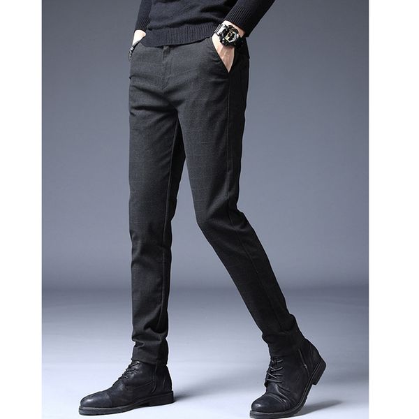 

brand men pants casual mens business male trousers classics mid weight straight full length fashion breathing pant, Black
