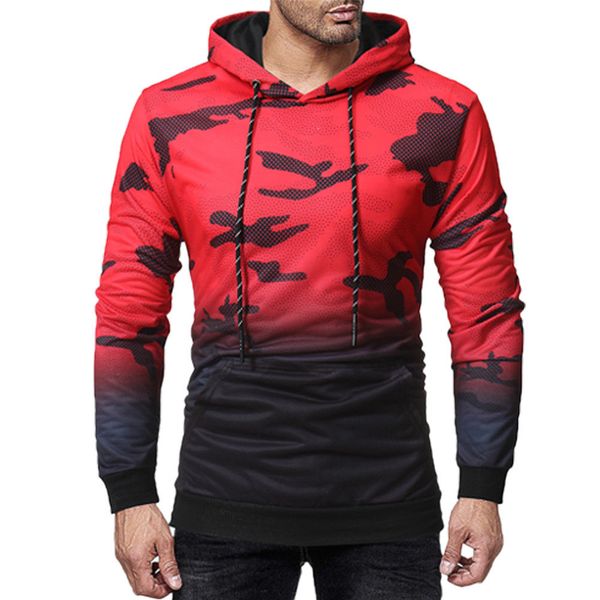 

2018 new style fashion men fleece plain hoodie pullover casual print patchwork with hat, Black