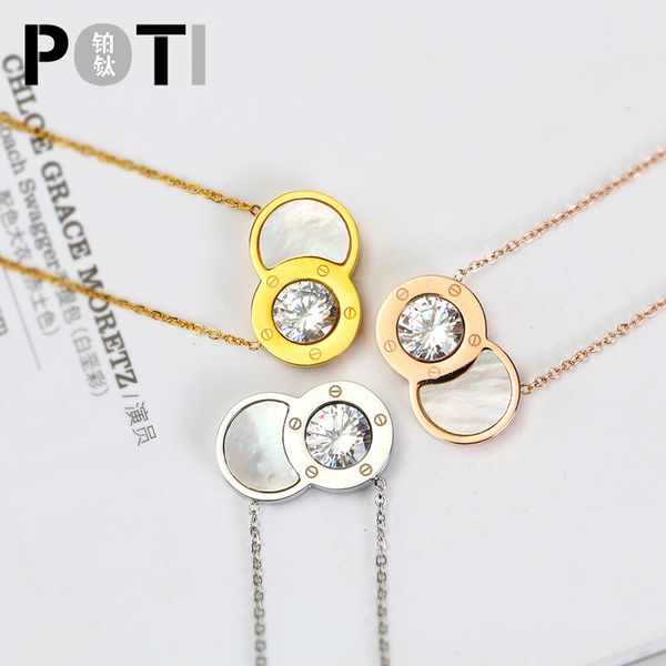 

cashou29 лаки 8 письмо титана стали ожерелье pearl shell циркон инкрустация чокеры ожерелье, Golden;silver