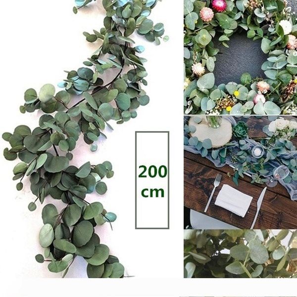

2m artificial green eucalyptus garland leaves vine fake vines rattan artificial plants ivy wreath wall decor wedding decoration