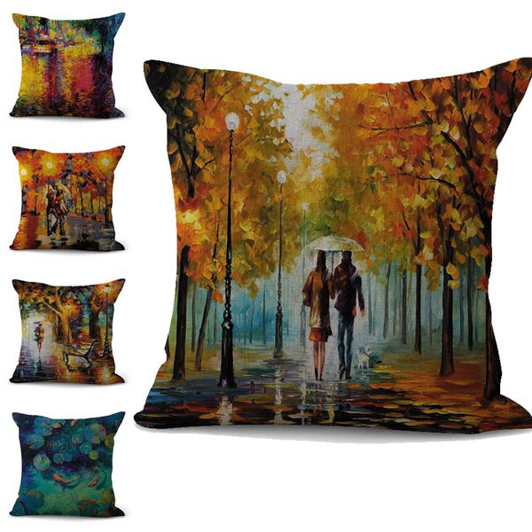 

romantic oil painting love sign pillow case cushion cover linen cotton throw square pillowcase cover drop ship 300797