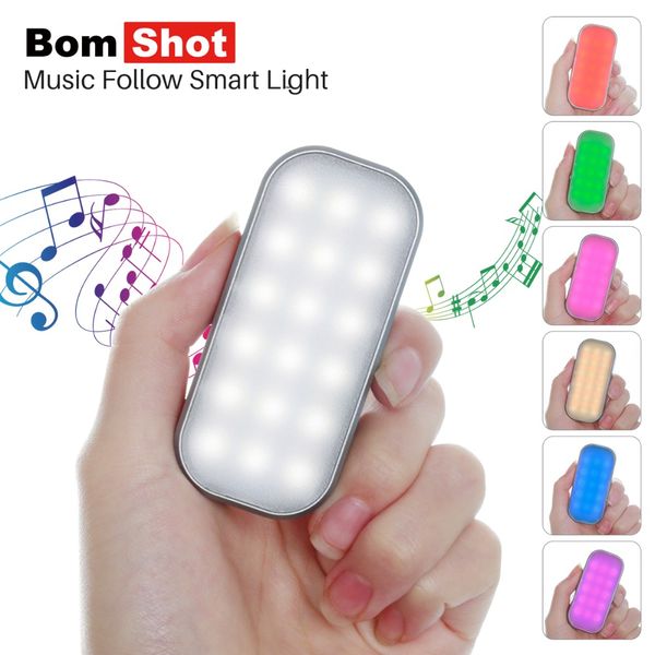 

Bom mart mu ic follow video light 3200 5200k dimmable rgb led video phone light mini photographic lighting with 1 4 crew