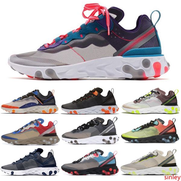 

2019 react element 87 55 кроссовки мужчины женщины спорт кроссовки moss black white metallic gold мужские кроссовки размер 36-45 бесплатная