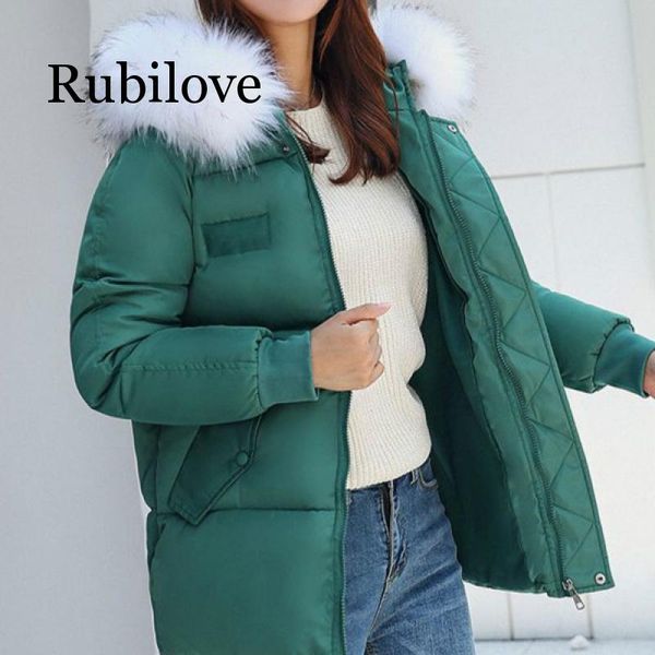 

rubilove winter women warm jacket 2019 new style fashion hooded thickening cotton coat casual loose large size female parkas, Tan;black