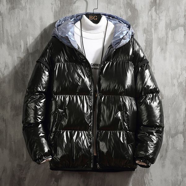

autumn 2019 and winter korean version of the lazy loose european and american casual bright hooded cotton clothing, Black
