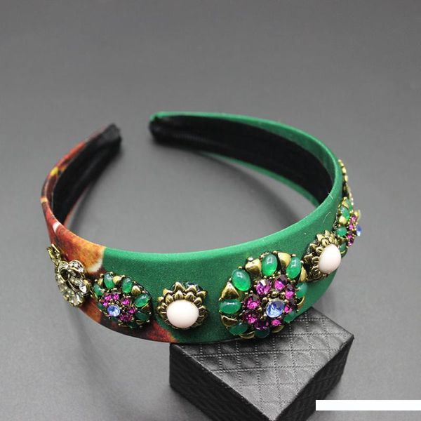 

2019 korean ladies europe and the united states baroque fashion pearl flower hair hoop hair ornamentsbridal accessories180, Golden;white