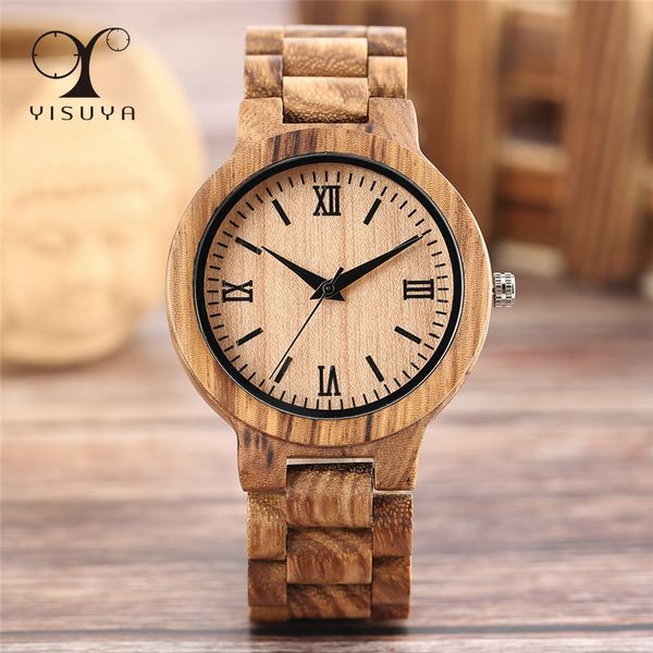 

yisuya minimalist full wooden watches women men bamboo wood bracelet fashion creative quartz wristwatch handmade gift clock hour, Slivery;brown