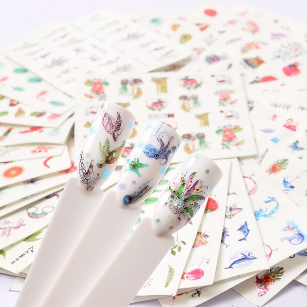 

yzwle brand new 1 pc green grass/flower/fruit water transfer sticker nail art decals diy fashion wraps tips manicure tools, Black