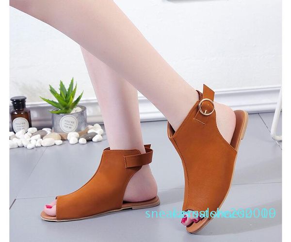 

fashion large size fish mouth low heel women sandals 2019 summer designer european and american buckle sandals c09 s10, Black