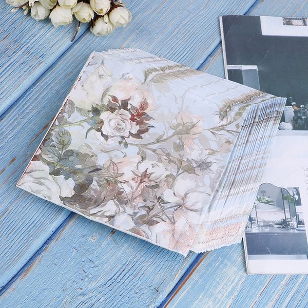 

1bag/20pcs diy craft decoration tableware tissue printed feature rose paper napkins for event & party other event party supplies