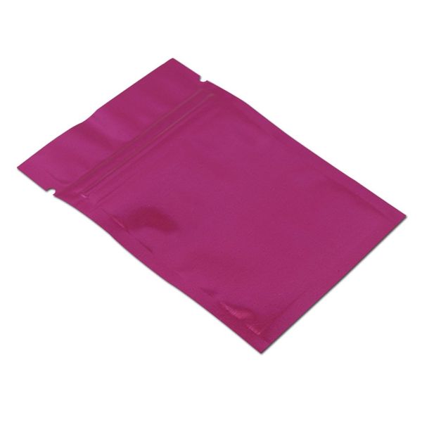 100 pcs 10 * 15 cm rosa mylar zipper selagem bolsa de pacote lustrosa folha de alumínio resealable prender sacos de embalagem cor sólida em ambos os lados