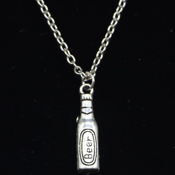 

20pcs new fashion necklace 24x6mm beer bottle silver pendants short long women men colar gift jewelry choker