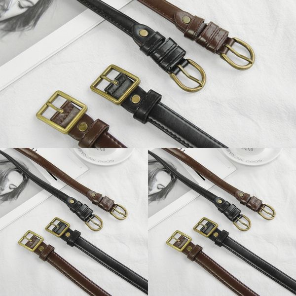 

round square . round and square buckle feeling simple sense buckle simple belt student all-match bright line design sense, Black;brown