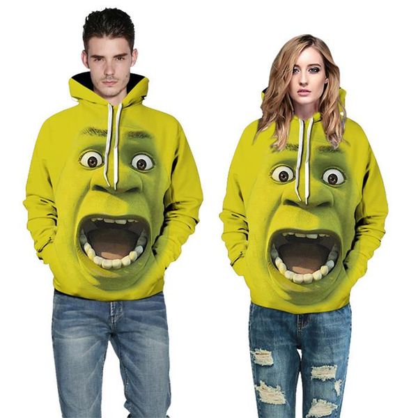 

3d printed mens конструктора hoodie новизна шарж кулиская с длинным рукавом толстовка повседневного plus размера mens designer hoodie, Black