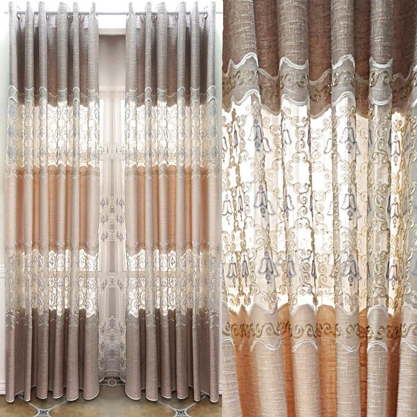 

simple european embroidery shading curtains for living dining room bedroom