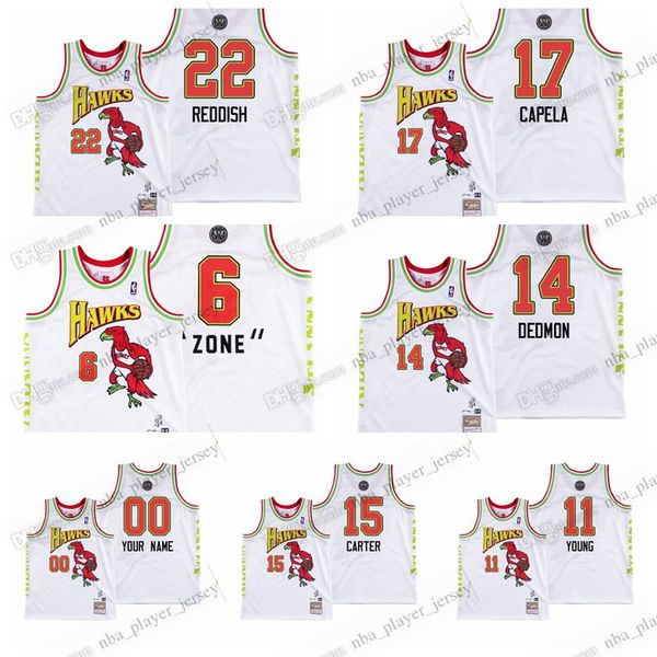 

custom men future x atlanta hawks limited edition 11 young 22 reddish 14 dedmon 15 carter 6 zone white basketball jersey, Black;red
