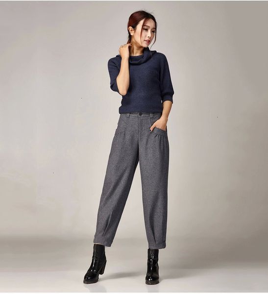 

high waist leggings ladies pants warm wide leg pants for women loose harem pants womens office trousers woman high waist lady bw023, Black;white