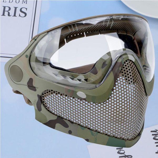 

1pc dual mode combat mask outdoor game mask gear steel screen protective for man women (camouflage, Black;white