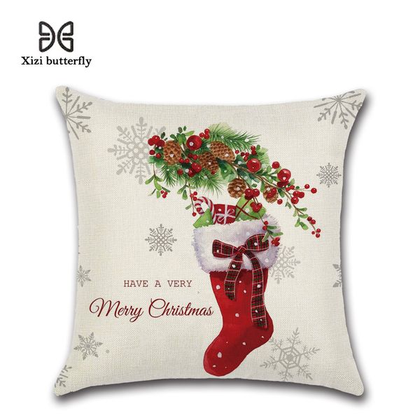 Special For New Christmas Pillow Cover Lovely Boots Gloves Linen