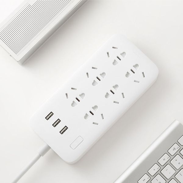 

original xiaomi power strip 2.1a fast charging 3 usb extension socket plug 6 outlets socket adapter us uk eu au mi power strip