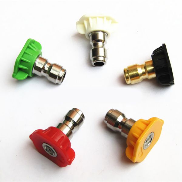 

aozbz 5pcs different angles 1/4" quick connector car washing nozzles metal jet lance nozzle high pressure washer spray nozzle