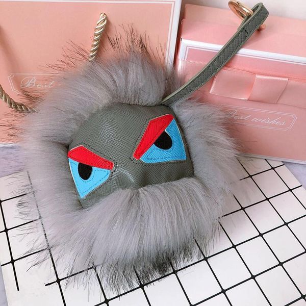 

chaveiro fluffy fur keyring for charm bag holder women car ornaments pendant accessories chains, Silver