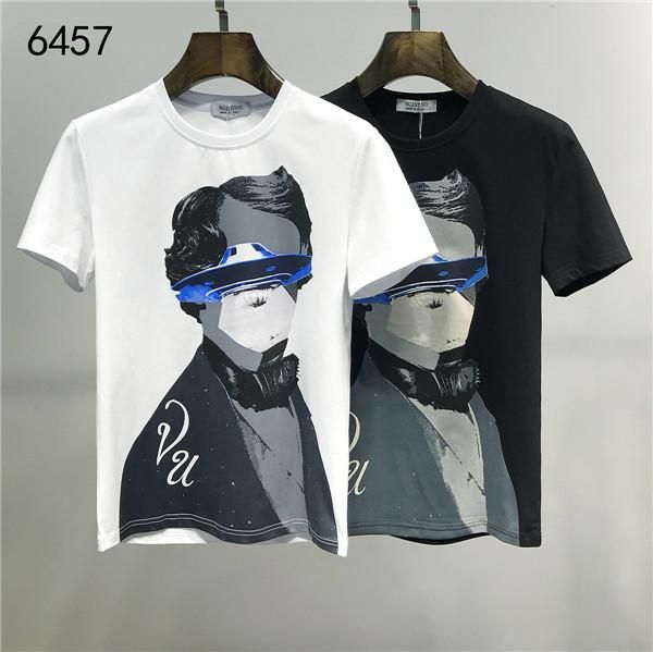 

2020new men's t-shirt short-sleeved cotton skull print t-shirt round neck slim t-shirt men's fashion pullover skateboard, White;black
