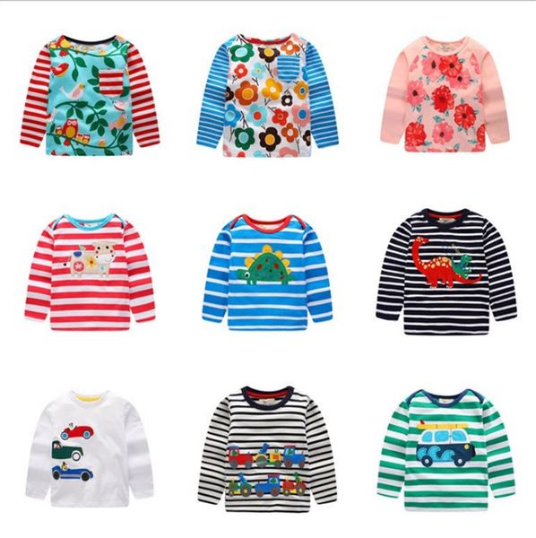 Marke Baby Shirts bestickt Kinder T-Shirts Langarm Kinder T-Shirts Cartoon Jungen Tops Sommer Kinder Kleidung 24 Designs DHW2721