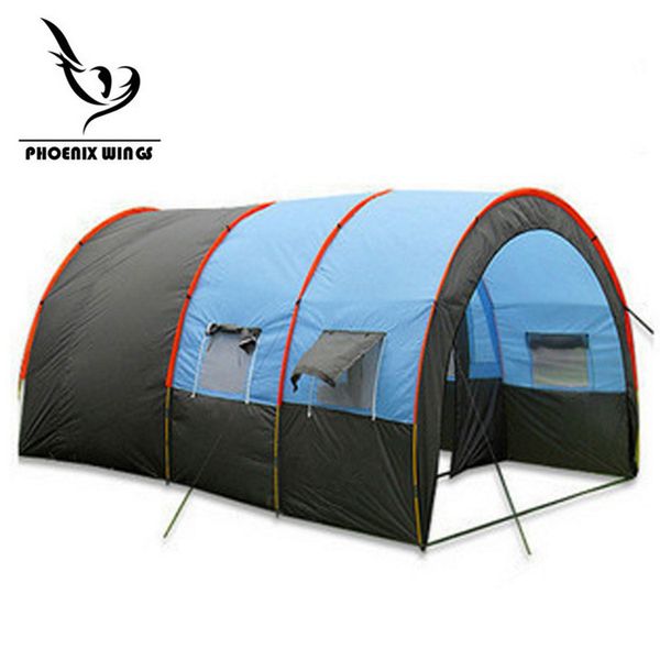 

tunnel 10 person tents large camping tent waterproof canvas fiberglass 5-8 people family equipment outdoor mountaineering party