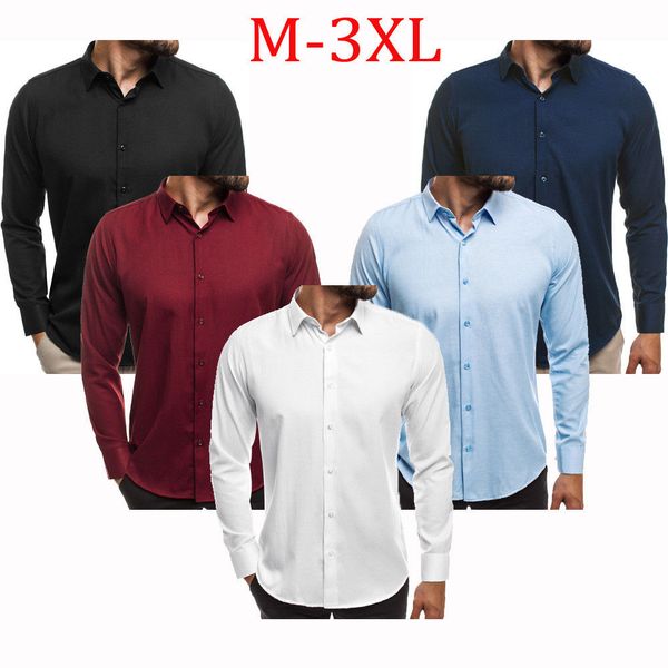 

new arrival mens slim fit business shirt long sleeve fashion dress shirts casual male solid color shirts clothes, White;black