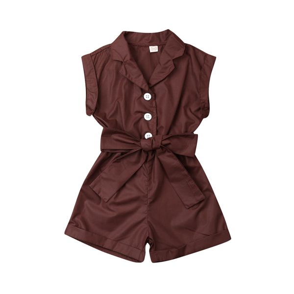 

overalls for children summer baby girl button sleeveless belts romper jumpsuit bodysuit clothes dark brown pink 1-6years, Blue