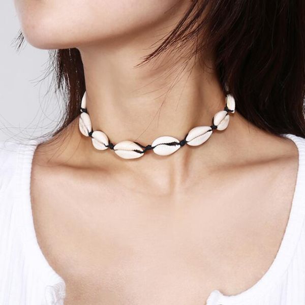 

fashion hand made china cowrie shell necklace nature shell statement choker necklace bohemia collar collier women and girls beach jewelry, Golden;silver