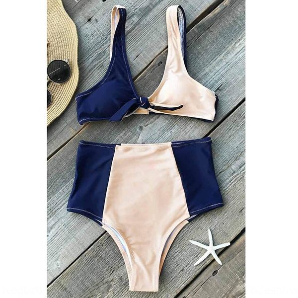 

split swimsuit solid color stitching shoulder strap triangle swimsuit bikini high waist size chest bikini, White;black