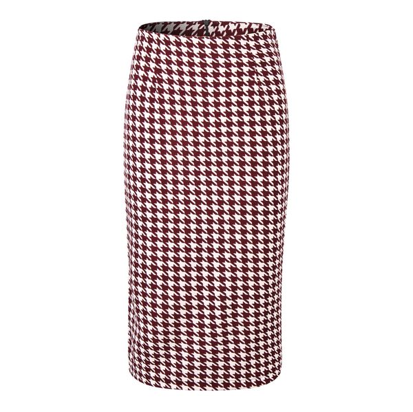 

plaid skirt spring and summer elegant lady long skirts straight split back floral print fashion, Black