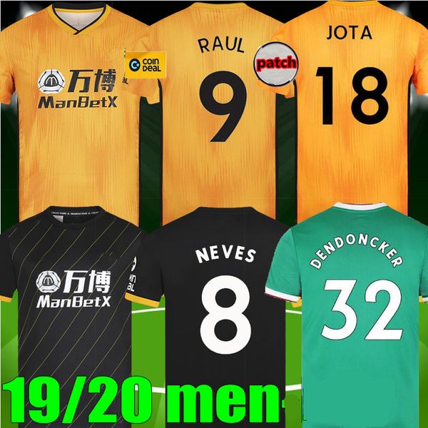 

19 20 wolverhampton wolves soccer jersey wolverhampt cutrone raul neves 2019 2020 home away 3rd wanderers diogo j football shirt uniforms, Black;yellow