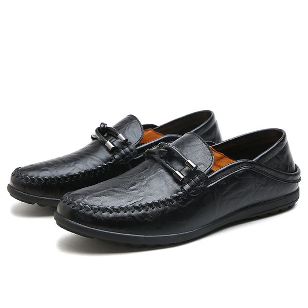 

male peas shoes leather loafers zapatos de hombre men designer sneakers for man luxury shoes driving business leather *27003, Black