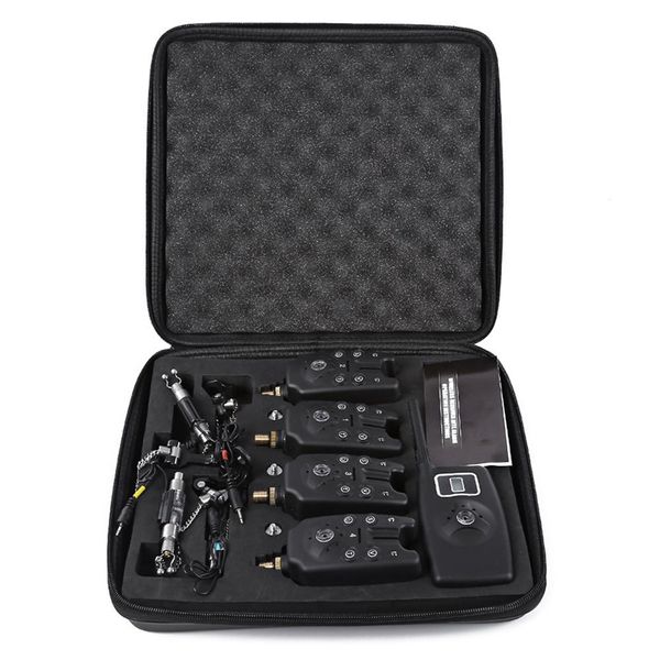 

wireless digital fishing bite alarm fishing alarm 4 with lcd screen indicator 1 receiver 4 fish swingers with zippered case