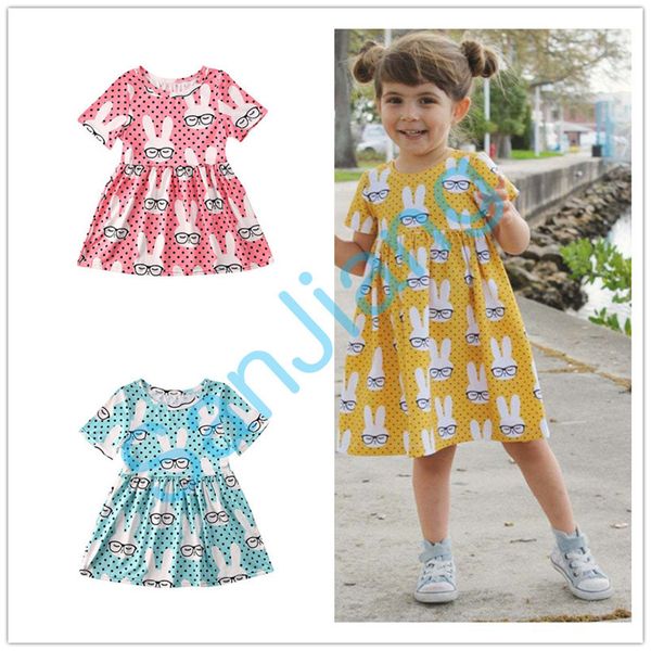 

baby girls dress cartoon bunny easter skirt princess dresses cute short sleeve skirt kids skirts summer dress clothes for 1-6y baby e3803, Red;yellow