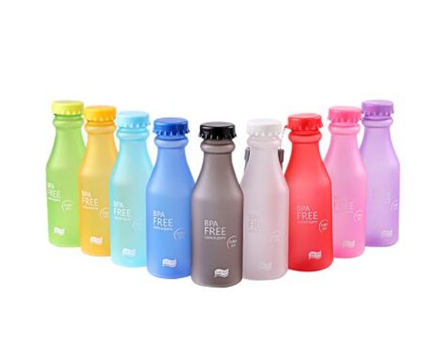 

candy colors unbreakable frosted leak-proof plastic kettle 550ml bpa portable water bottle for travel yoga running camping