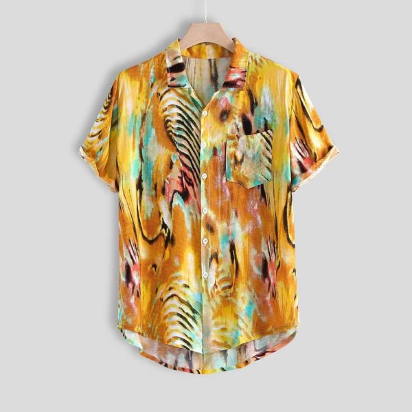 

мужские рубашки многоцветный ком нагрудный карман короткий рукав круглый подол свободные рубашки блузка высокое качество мужчины социальные, White;black