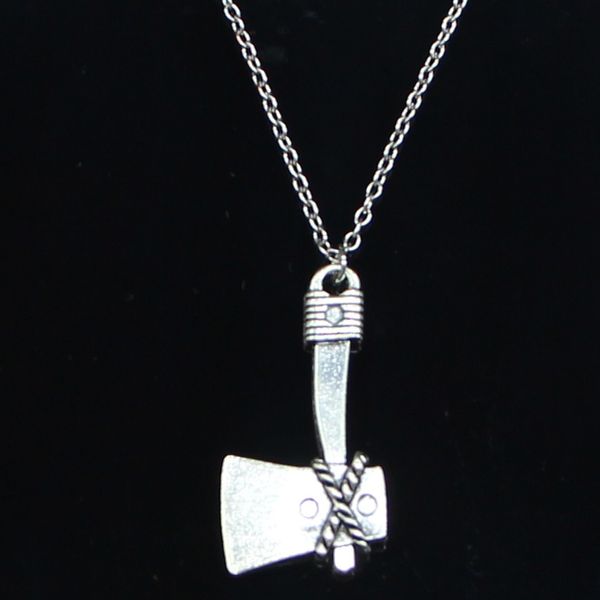 

20pcs new fashion necklace 41x21mm axe ax silver pendants short long women men colar gift jewelry choker