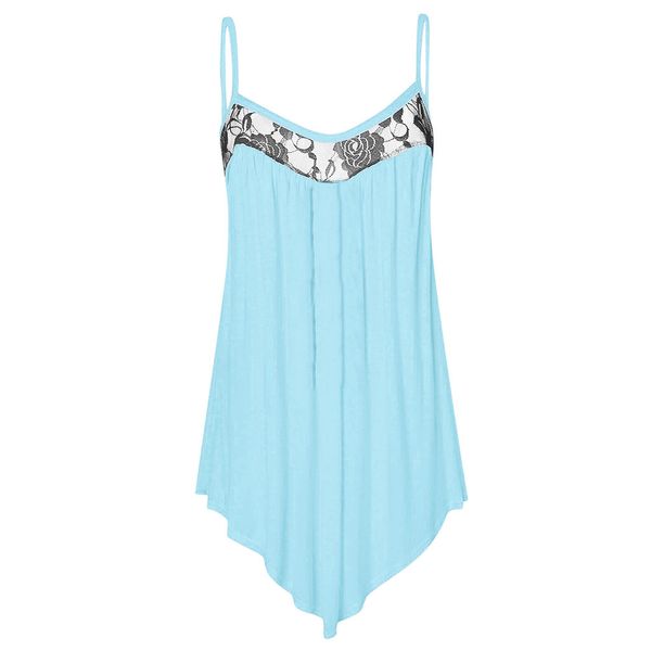 

женская слинг жилет sexy кружева шею майки лето без рукавов нерегулярные подол топ плюс размер свободная рубашка блузка топы @yl, White