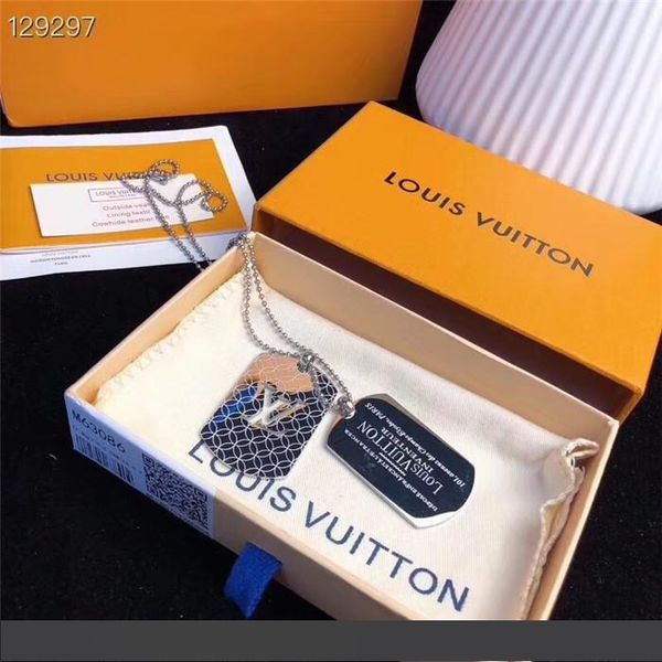 

бренд пара ожерелье мода кулон ожерелье 14k титан сталь покрытием ожерелье подарочная коробка упаковка, Silver